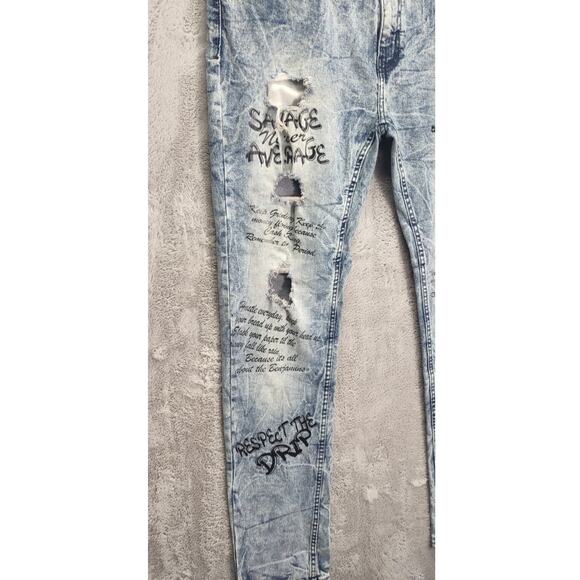 Road Narrows NYC Mens Drip Savage Distressed Denim Skinny Slim Jeans - Picture 3 of 8